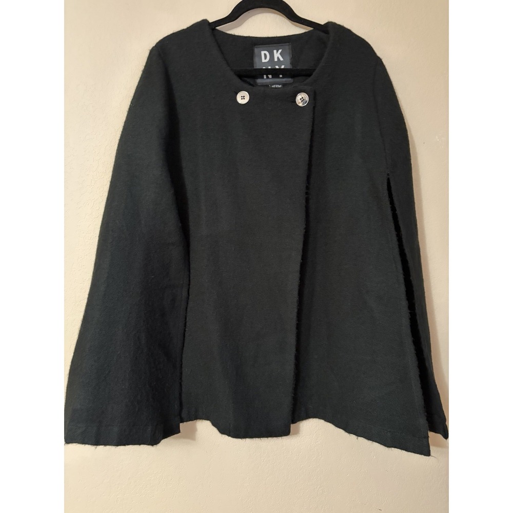 DKNY Cape Black Poncho With Gold Buttons‎